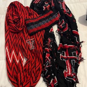 Red Texas Tech Infinity Scarfs and ear warmer